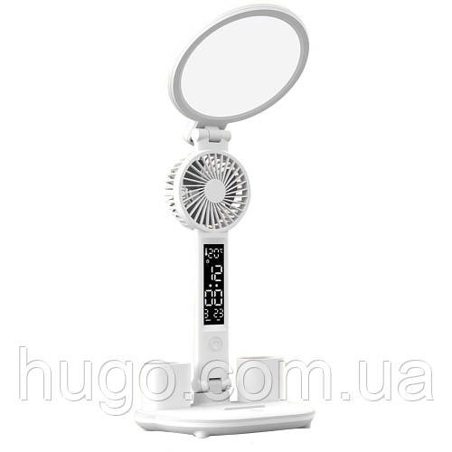 Настільна лампа-вентилятор з USB та дисплеєм / Акумуляторний світильник / LED настільна лампа