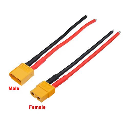 Роз'єм-подовжувач XT60 (пара: female+male) із силіконовим дротом 14AWG, 10 см (кожен)