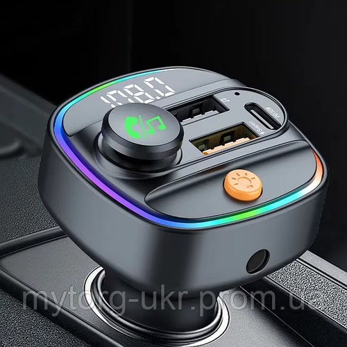 FM-трансмітер LUTU C4S з Bluetooth 5.3 швидкою зарядкою 30W голосовою навігацією для автомобіля  Чорний