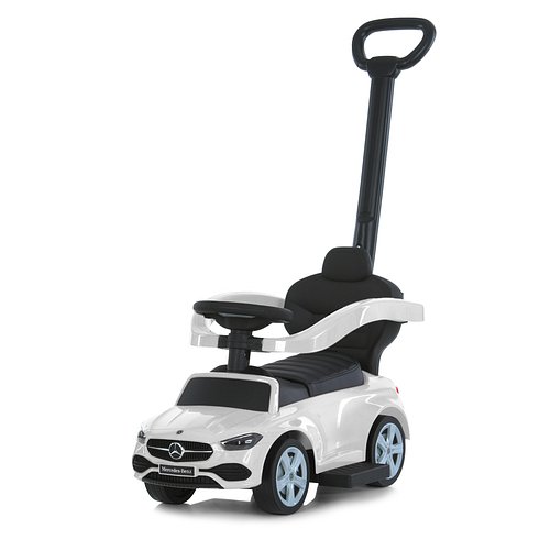 Каталка-толокар з батьківською ручкою Mercedes (звук, підставка для ніг, на бат.) Bambi 668L-1 Біла