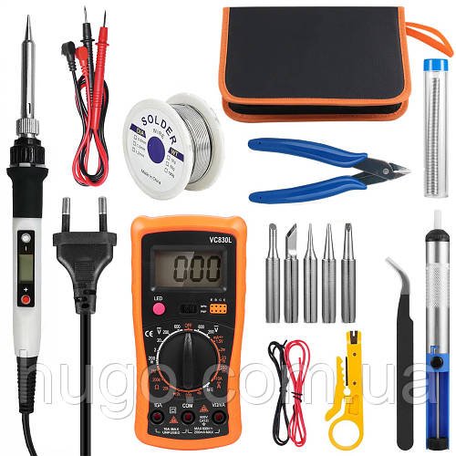 Електропаяльник 80 Вт з інструментами 15в1, 200-480°C / Паяльний комплект для ремонту / Набір для паяння