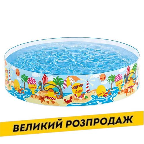 Каркасний круглий дитячий басейн Каченя (122*122*25см, 218 л) Intex 58477 Синій