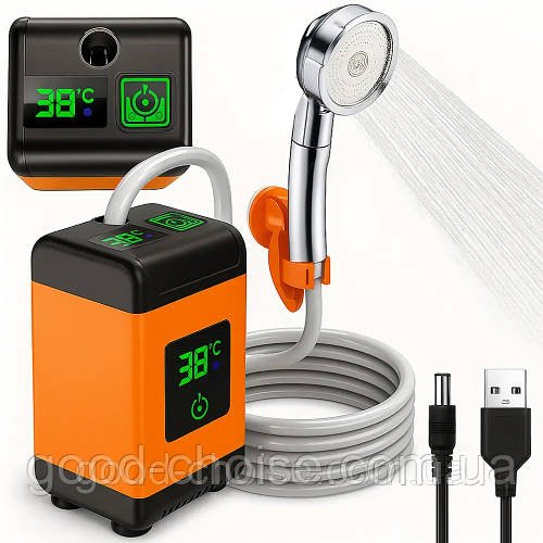 Портативний душ, 6000 мАг, MY-880 / Мобільний душ для кемпінгу / Душ з цифровим індикатором температури