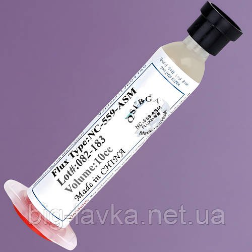 Безвідмивна флюс-паста NC-559-ASM BGA 10cc у шприці  Білий