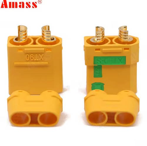 Роз`єми AMASS XT90S з іскровим захистом (пара: female+male), із захисними ковпачками