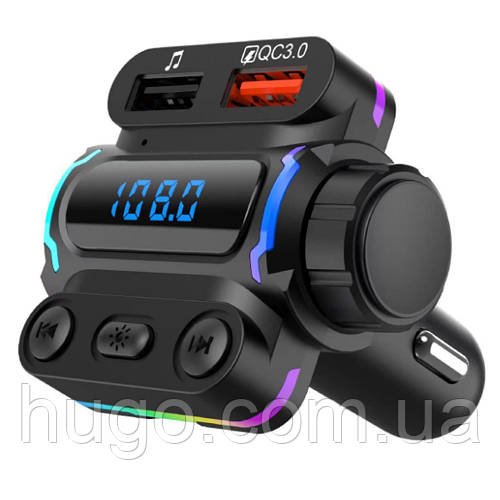 Автомобільний FM-трансмітер Aerbes AB-CZ04 з Bluetooth та дисплеєм / FM-трансмітер в машину / ФМ модулятор в авт