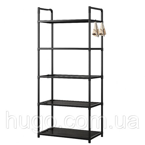 Підлоговий стелаж етажерка 5 полиць (147х50.5x27) XL-1330, Чорний / Етажерка у ванну / Стелаж на кухню