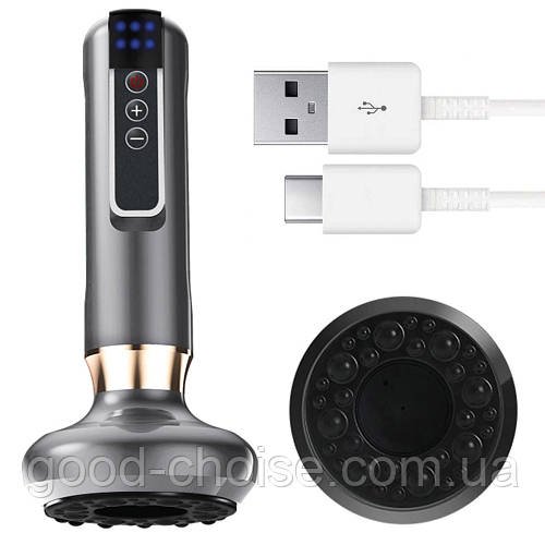 Вакуумний масажер з USB, 6 режимів, Сірий / Антицелюлітний масажер для тіла