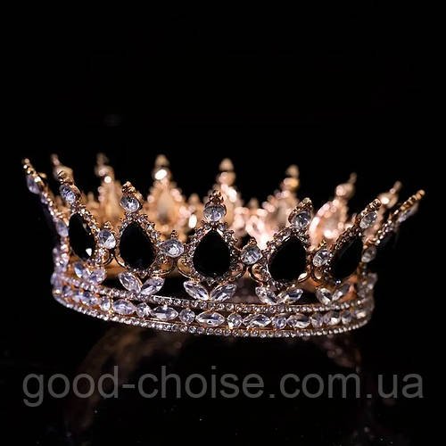 Металева корона для торта 12,5х5,5см / Золота діадема / Тіара / Корона на голову для фотосесії