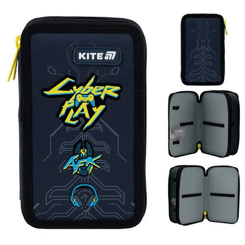 Пенал шкільний (2 відділення) Kite Cyber K25-623-4