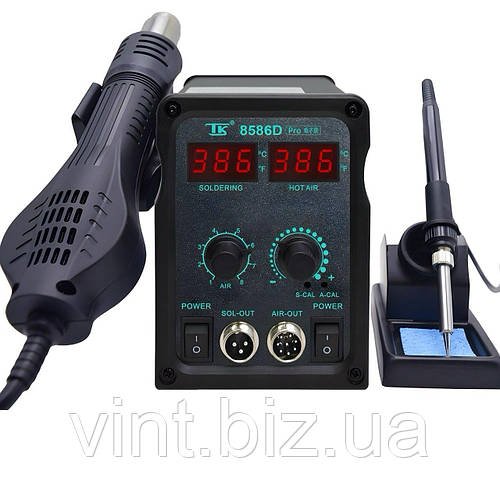 JCD 2в1: паяльник 80Вт + термофен 750Вт, насадки у комплекті