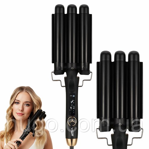 Потрійна плойка для волосся V-591, 125Вт / Щипці для локонів / Плойка хвиля / Щипці для завивки