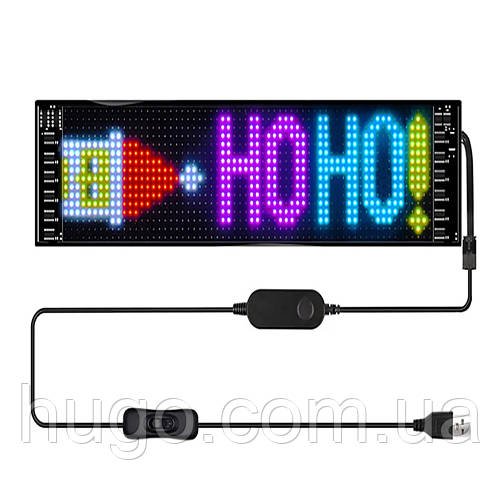 Гнучкий світлодіодний екран (37,4х9,2см) з Bluetooth і пультом ДУ, живлення Type-C / LED панель для авто