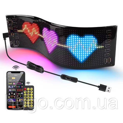 Гнучкий світлодіодний екран 89,8х19,2см з пультом і Bluetooth, Type-C, модель ART-0568 / Світлодіодна панель