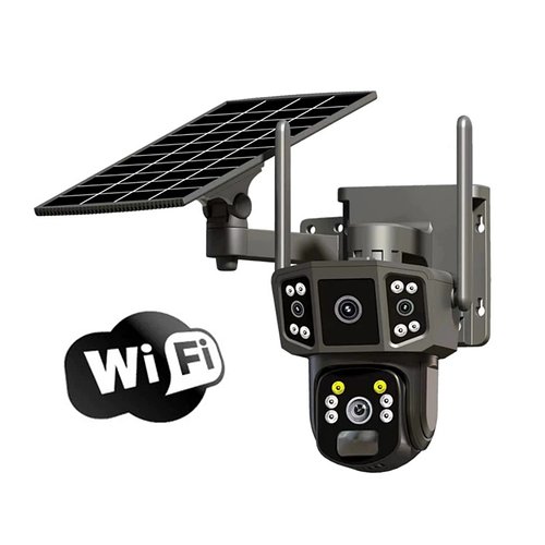 Бездротова камера відеоспостереження Wi-Fi вулична поворотна із сонячною панеллю та зумом Dual Lens Zoom
