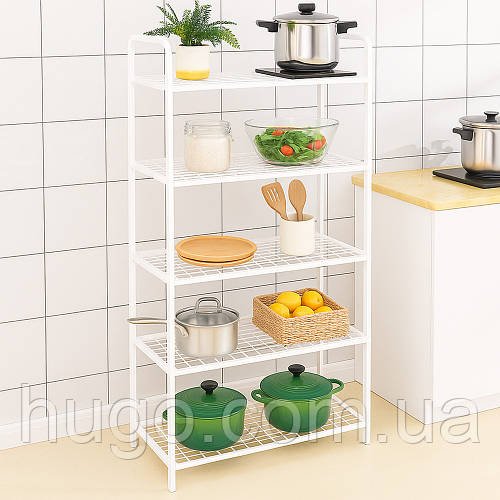 Підлоговий стелаж етажерка 5 полиць (147х50.5x27) XL-1330, Білий / Етажерка у ванну / Стелаж на кухню