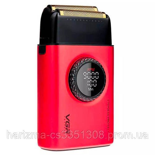 Акумуляторна чоловіча електробритва VGR V-377 для гоління бороди та вусів шейвер для ідеальної гладкості Red