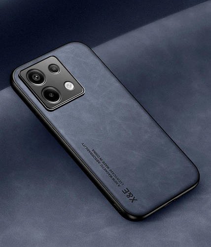 Шкіряний чохол XnE Poco M6 Pro з металевою вставкою Blue