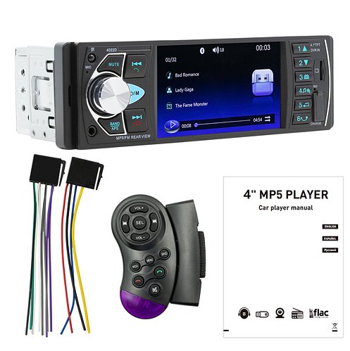 Автомагнітола 1DIN JSR 4022 з 4,1-дюймовим екраном, Bluetooth, MP5, USB, microSD