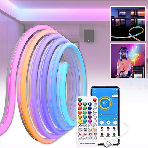 Світлодіодна стрічка 10 мз пультом та керуванням через додаток LED Neon RGB USB