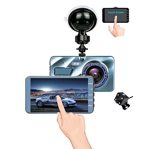 Автомобільний відеореєстратор A10 Full HD 1296p з камерою заднього виду та 4 дюймовим сенсорним екраном