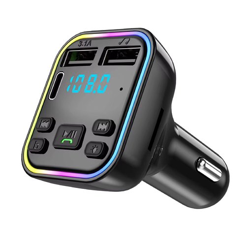 Автомобільний FM Bluetooth модулятор G38 з гучним зв'язком 2 USB + Type-C, microSD та шумозаглушенням CVС