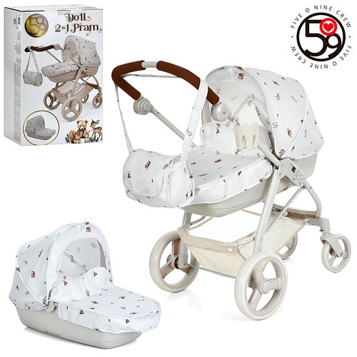 Коляска для ляльок класична FiVEoNiNE (сумка, кошик, підсклянник) T726051 Бежева