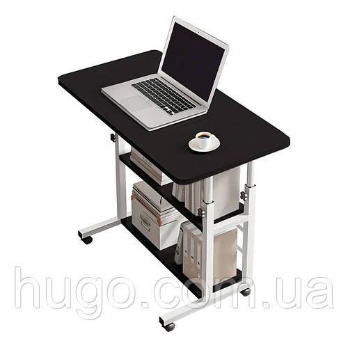 Приставний столик з регульованою висотою, 60*40см / Стіл для ліжка / Комп'ютерний стіл на колесах