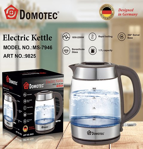 Електричний скляний чайник із підсвіткою Domotec MS 7946 HP227