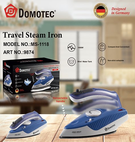 Дорожня праска Domotec MS-1118 — компактна праска з парою SN27