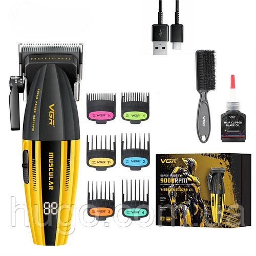 Акумуляторна машинка для стрижки V-285 (6 насадок, 2000 mAh) / Акумуляторний тример для стрижки