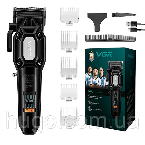 Машинка для стрижки волосся 6 насадок, 2000 mАг, V-600, Чорний / Акумуляторний триммер для стрижки