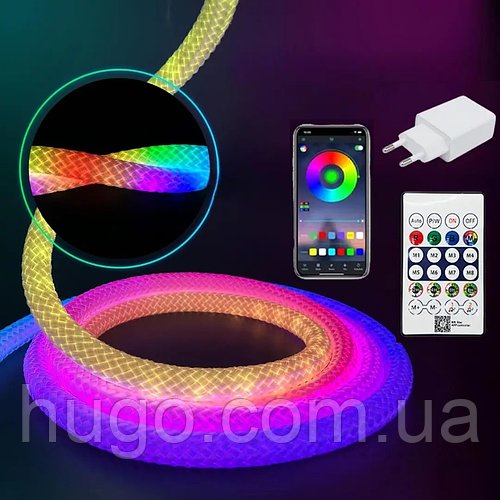 Світлодіодна стрічка-шланг RGB 5м з пультом дистанційного керування / Гнучка неонова стрічка / Стрічка світлодіодна