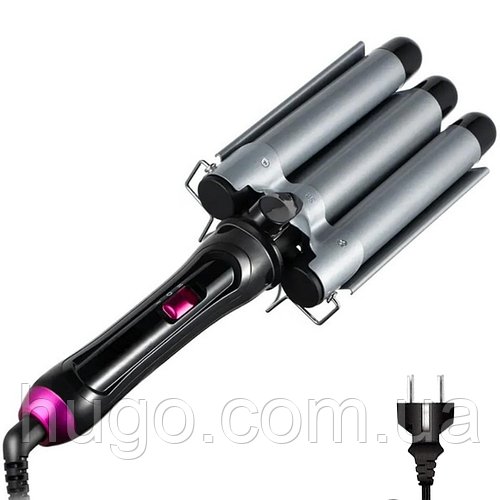 Потрійна плойка для волосся 97 Вт MS 481B / Стайлер для волосся 3 хвилі / Плойка для локонів