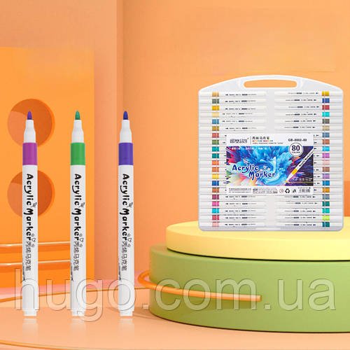 Акрилові маркери в наборі Acril-80 (80 кольорів) / Набір маркерів / Акрилові фломастери для малювання