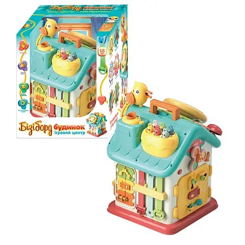 Бізіборд "Домік" WToys (15 казок, 15 пісень, 10 швидкомовок, кермо, застібки, замки) 62638