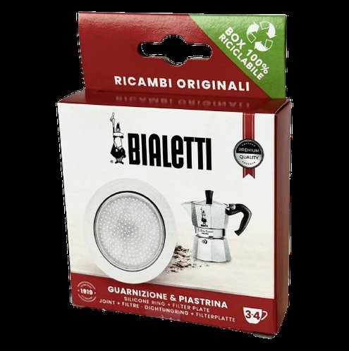Набір Bialetti 3-4 cup Moka Express, ущільнювач + фільтр для гейзерної кавоварки