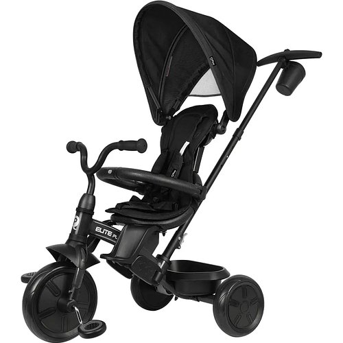 Велосипед триколісний Qplay 6в1 з батьківською ручкою (сидіння 360°) Elite Platinum Black Чорний