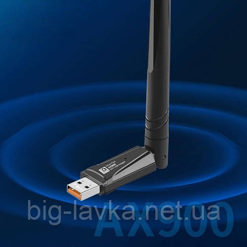 USB Wi-Fi Адаптер AX900 дводіапазонний 900 Мбіт/с з антеною  Чорний