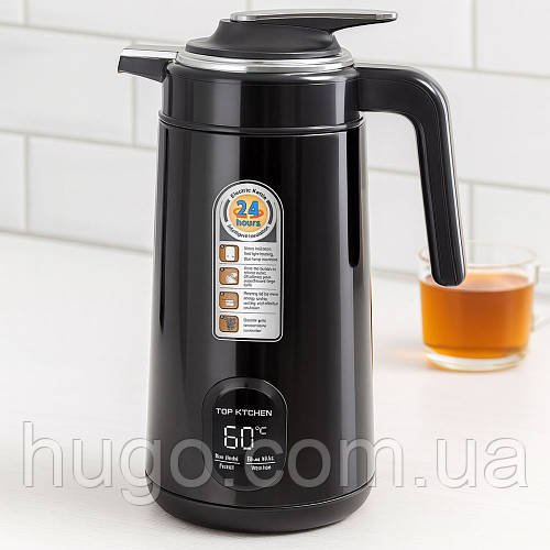 Електричний термос-чайник 3л, 2200Вт + база, Top Kitchen TK 00226, Чорний / Термочайник / Чайник термос / Термопот