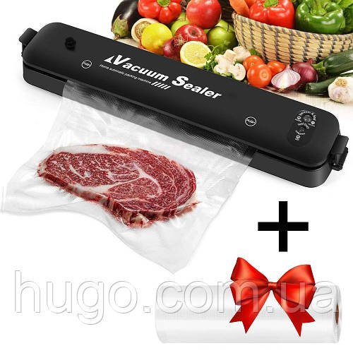 Вакуумний пакувальник Vacuum Sealer + Рулон пакетів 3мх20см / Вакууматор для продуктів