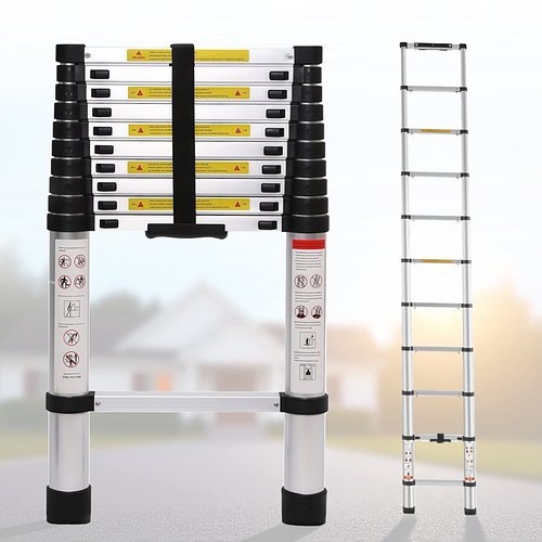 Телескопічна драбина 3.1 м з ремінцем для фіксації та перенесення