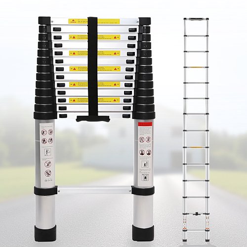 Телескопічна драбина 3.9 м з ремінцем для фіксації та перенесення