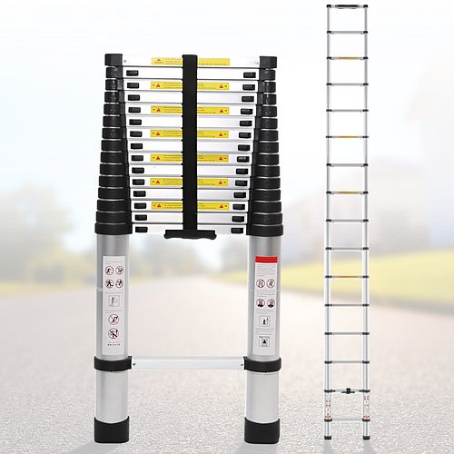 Телескопічна драбина 4.7 м з ремінцем для фіксації та перенесення