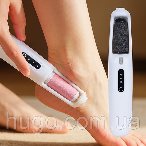 Електрична пемза для ніг з 2 насадками, USB, Foot grinder / Акумуляторний апарат для педикюру