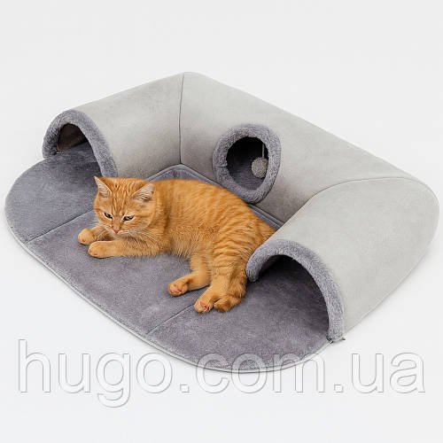 Ігровий тунель-лежанка для котів, 85х70см / Ігровий тунель для котів / Будиночок тунель для котів