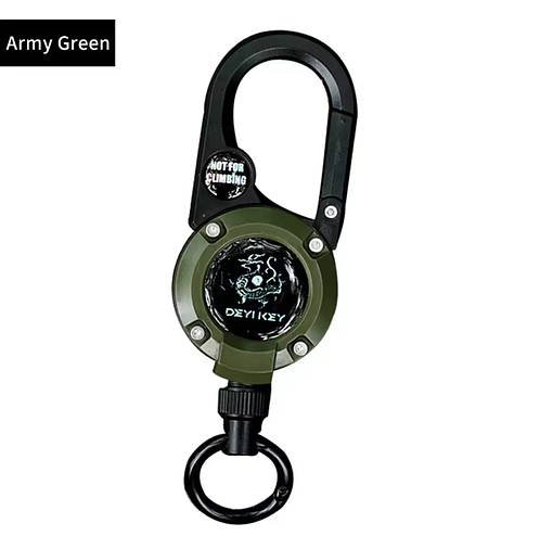 Тактичний ретрактор із карабіном на тросі та компасом, колір "ArmyGreen"