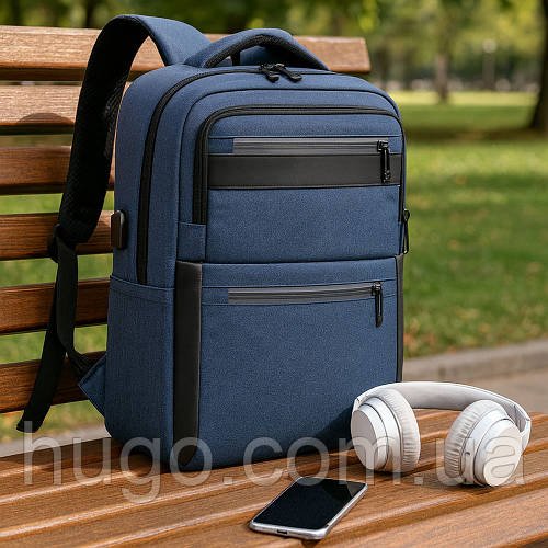 Рюкзак для ноутбука 16", 42x28x16 см, USB, BAG BG-40, Синій / Міський рюкзак / Чоловічий рюкзак для студента