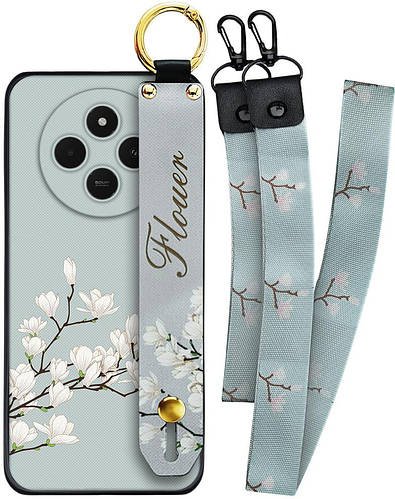 Чохол SHLab Redmi 14C Flower White + два ремінця з карабіном