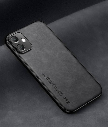 Шкіряний чохол XnE OPPO A3 4G з металевою вставкою Black